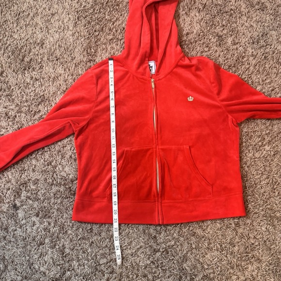 Juicy Couture Velour Tracksuit Y2K Red With Silver Logo Hoodie (XL) & Pants (L) - Picture 8 of 10